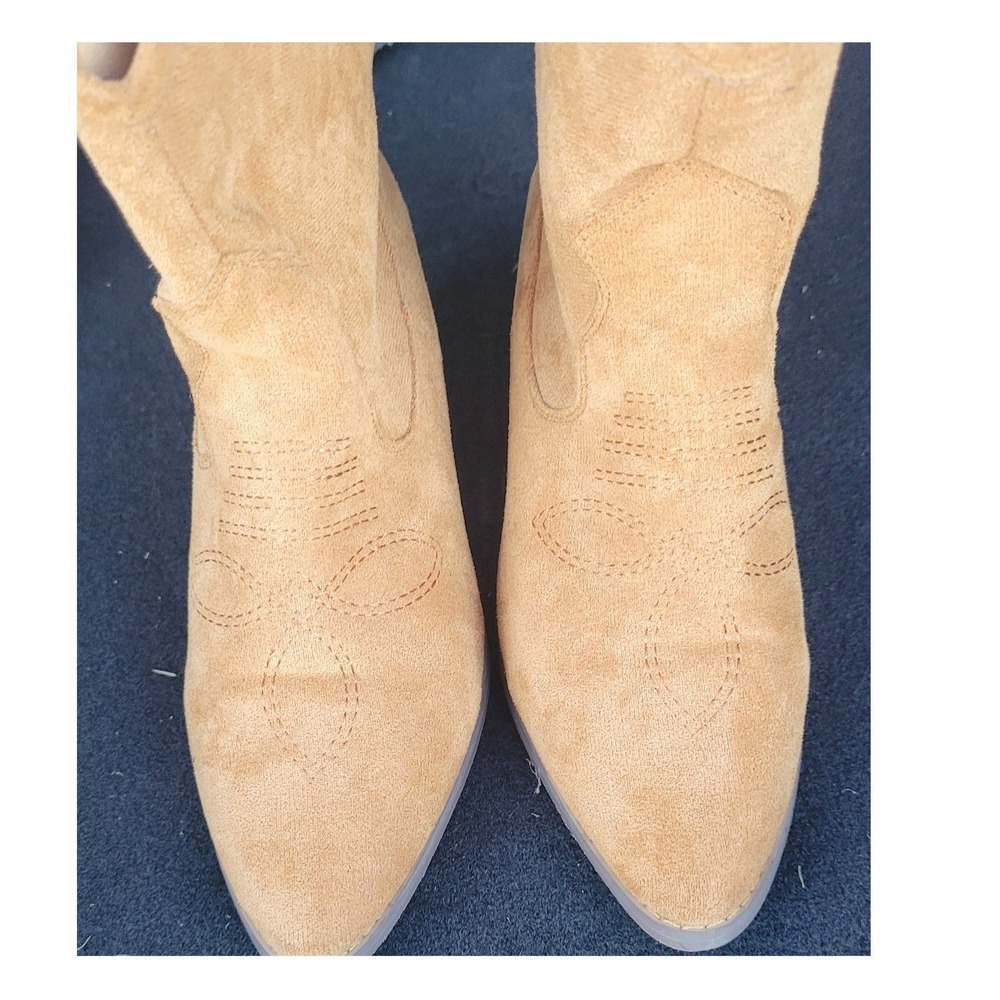 French Connection Carries Tan Vegan Suede Western Ankle Boots FC-CARRIES Size 8